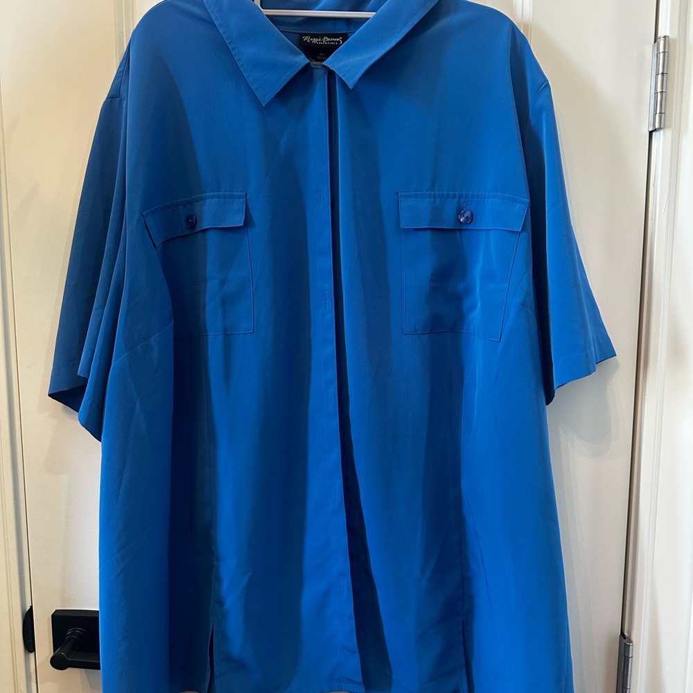 Maggie Barnes Vibrant Blue Collared Blouse
